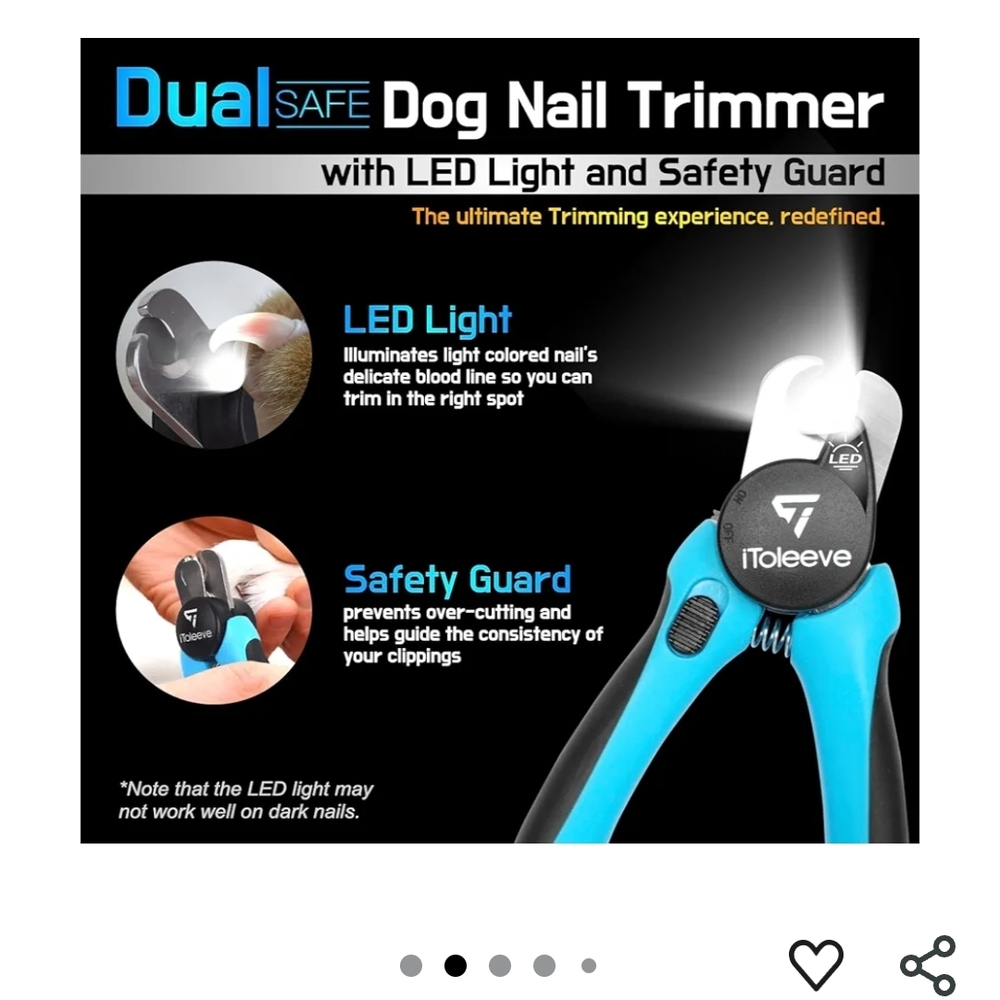 Toleeeve Dual Safe Dog Nail Trimmer with LED Light